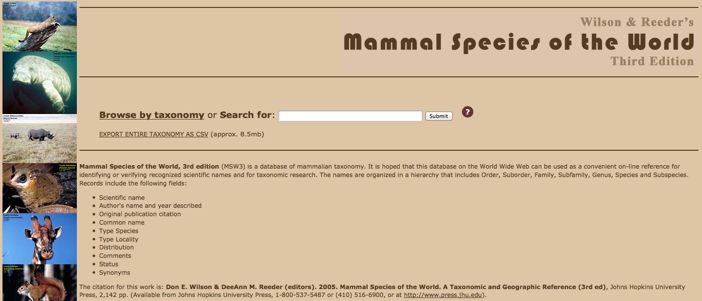 mammalspecieslist